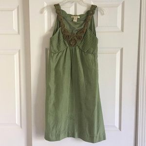 Vintage Garden Green Dress with Embellishment at Neckline